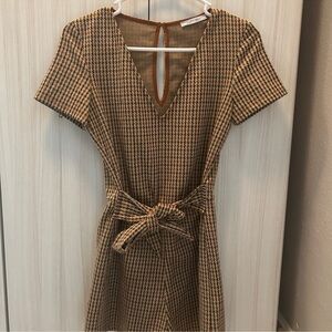 Zara Black and Brown Houndstooth Romper